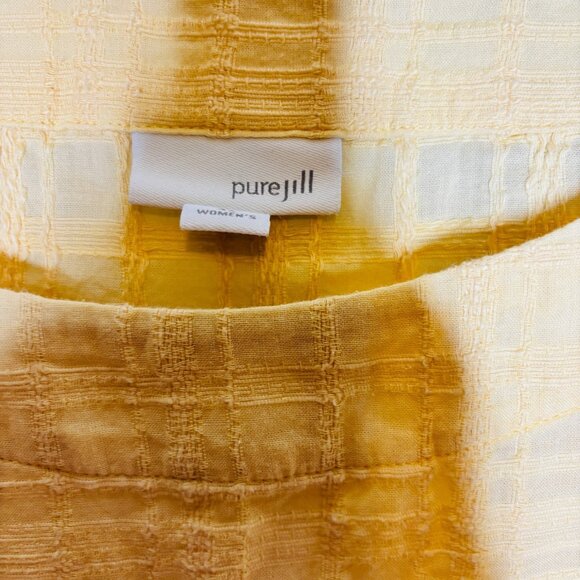 Pure J Jill Women’s 4X Tunic Top 100% Cotton Textured Yellow Oversized Plus Size - Picture 4 of 4